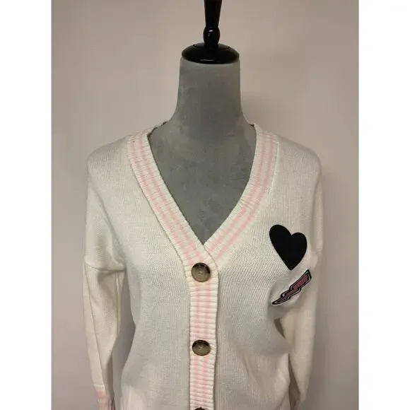 There Abouts Cardigan Varsity Preppy Schoolgirl Academia Whimsical Womens Size M - Picture 2 of 10